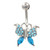 Icy Butterfly Aqua Gemmed Belly Ring