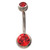 Grade 23 Titanium Red Double Gem Belly Ring (3 sz)