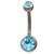 Grade 23 Titanium Aqua Double Gem Belly Ring (3 sz)