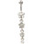 Clear Triple Flower Petals Chain Belly Ring