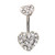 Double Paved Hearts Clear Belly Ring