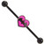 Pink/Black Batman Heart Industrial Barbell 14g 35mm