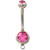 Pink Double Gem Belly Ring - Add Your Own Charm