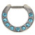 Aqua 9-Gem Set Septum Clicker Jewelry 16G