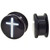 White Cross Black Acrylic Plugs (2g-1")