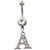 Initial Letter "A" Clear Gems Belly Button Ring