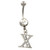 Initial Letter "X" Clear Gems Belly Button Ring