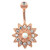 Bedazzled Lotus Flower Rose Gold Belly Ring