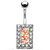 Crystal Framed Pink Square Center Belly Ring