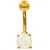 White Opalescent Resin Glitter Gold IP Belly Ring