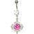 Filigree Framed Pink Gem Belly Ring