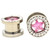 Pink and Clear Gem Rim Star Steel Screw Tunnels (4g-1/2")