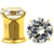 Prong Set CZ Double Flared Gold-Tone Plugs (10g-1/2")