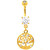 Clear CZ Decorated Tree Of Life Gold-Tone Belly Ring 