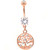 CZ Decorated Tree Of Life Rose Gold-Tone Belly Ring 