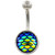 Blue & Green Scales Steel Belly Ring 