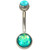 Teal Opalescent Glitter Balls Belly Ring