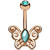 Turquoise Filigree Butterfly Rose Gold-Tone Belly Ring