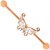 Rose Gold-Tone Butterfly w/ Bling Industrial Barbell 14G