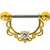 PAIR - Double Gem Filigree Gold-Tone Nipple Barbells