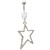 Large Clear Hollow Star Gem Paved Belly Ring