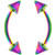 PAIR- Double Spike Rainbow Titanium IP Curved Barbells