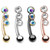 Triple Accent Line Curved Eyebrow Barbell 16G