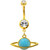 Planet Saturn Glow in the Dark Gold-Tone Belly Ring