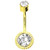 Framed CZ Barrel Top Gold-Tone Steel Belly Ring