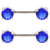 PAIR - Blue Double Gem Nipple Ring Bar 14g 1/2"