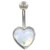 Holographic Heart Steel Belly Ring