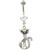 Blue Eyed Sly Cat Gemmed Tail Belly Ring