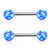 PAIR - Blue Synthetic Opal Ball End Nipple Ring Barbells