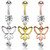 Butterfly and CZ Dangle Steel Belly Ring