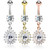 Pear CZ & Clear Accent Fan Dangle Steel Belly Ring