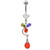 Tear Drop Gemmed Rainbow Flower Belly Ring