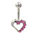 Basic Hollow Heart Belly Ring w/Pink Gems