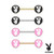 PAIR - Playboy Bunny Inlay Steel Nipple Ring Barbells