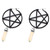 Black Matte Pentagram & Opalite Plug Hoop Earrings