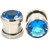 Aqua Cubic Zirconia Gem Steel Ear Plugs (8g-00g)