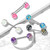 PAIR - Glitter Explosion Steel Nipple Ring Barbells