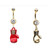 2-Pack Set Boxing Glove Dangle Steel Belly Rings