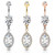 Super Jeweled Marquise CZ Dangle Steel Belly Ring