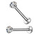 2PC 16G Clear CZ Prong Push Top Steel Labret Studs