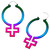 Rainbow Female Symbol Steel Plug Hoop Earrings