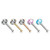 5PC Color Mix Round CZ Steel Nose Rings 20G