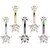 Double Jeweled CZ Star Int. Threaded Steel Belly Ring