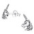 Oxidized Unicorn 925 Sterling Silver Stud Earrings