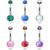 Double Jeweled Opal Surgical Steel Belly Ring