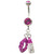 Purple Puckered Lips & Lipstick Dangle Belly Ring